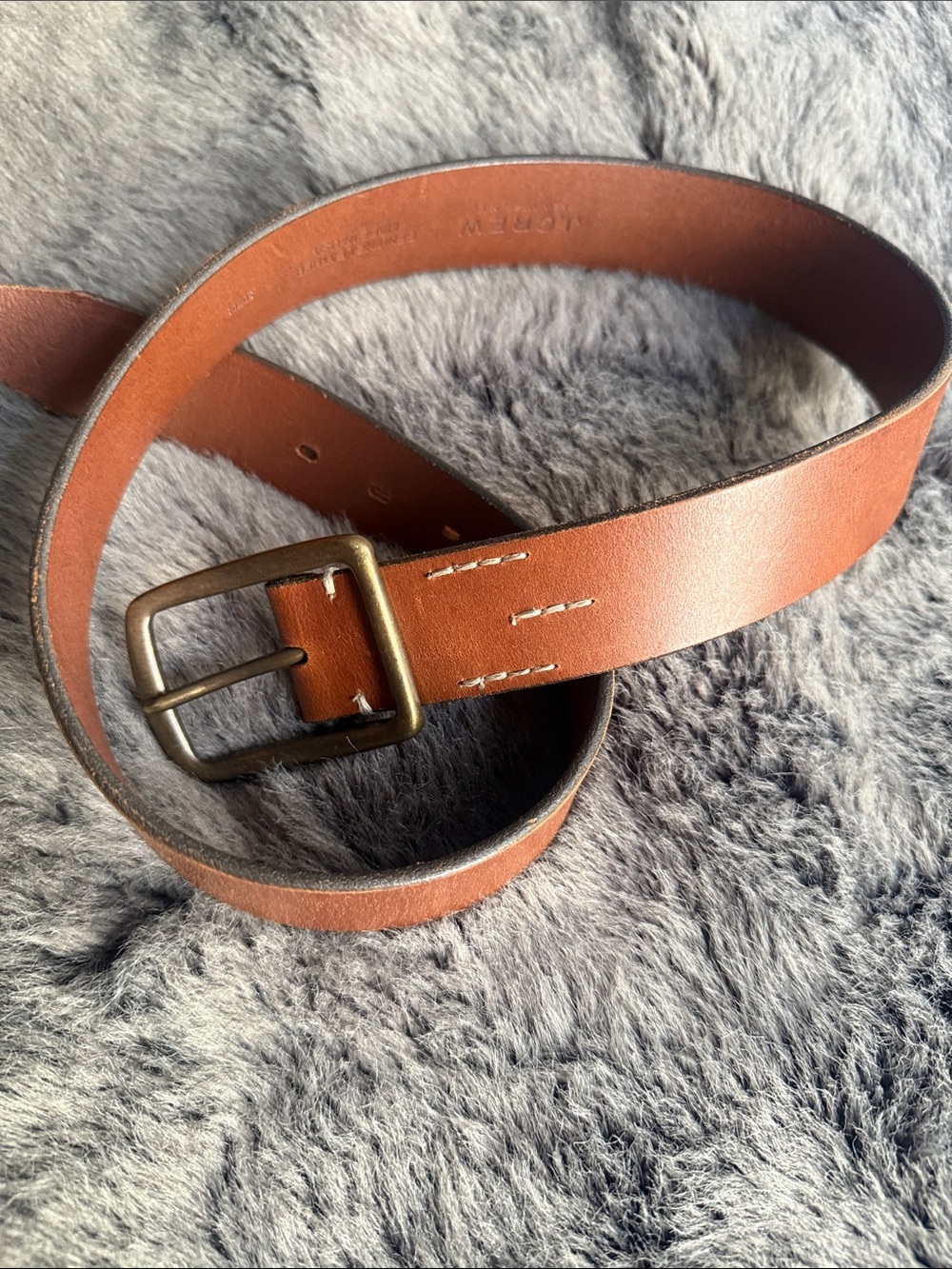 J. Crew Tan Leather Belt with Antiqued Brass Buckle